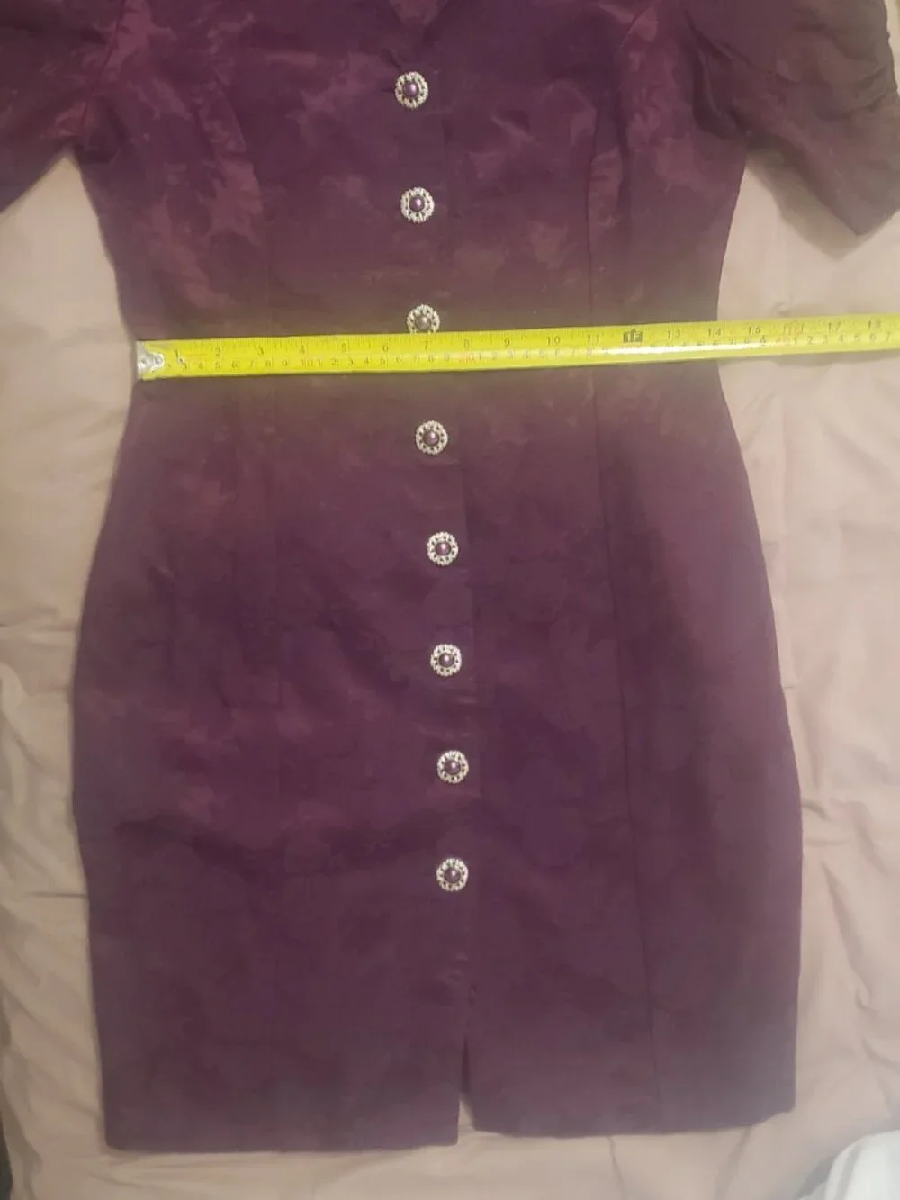 Vintage Purple Jacquard Dress- 80's/90's  Great for Fall!